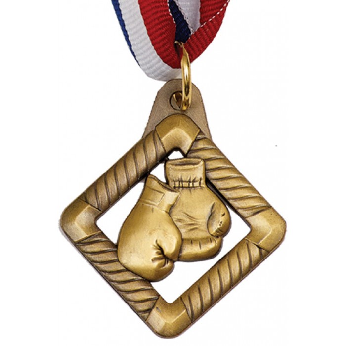 45MM METAL BOXING GLOVES MEDAL WITH RED/WHITE/BLUE RIBBON